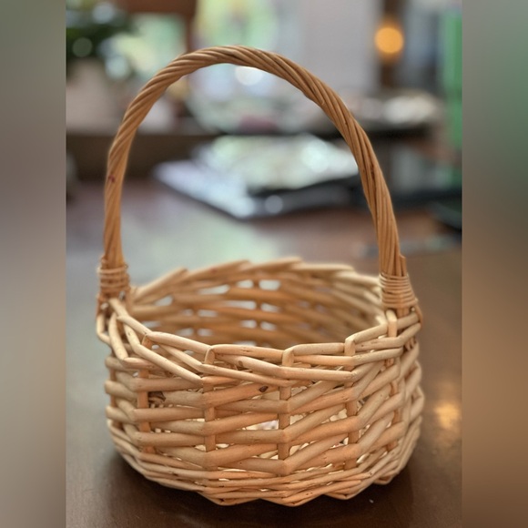 Other - Rustic Tan Woven Basket with Handle